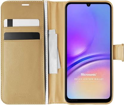 Microsonic Samsung Galaxy A06 K l f Delux Leather Wallet Gold [Galaxy A06 ile Uyumlu K l f - Gold]
