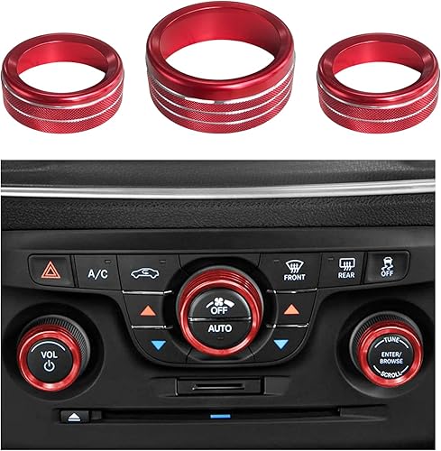 Dickno 3 piezas de cubierta de botón de interruptor de aire acondicionado, anillos de aleación de aluminio para AC compatibles con Challenger