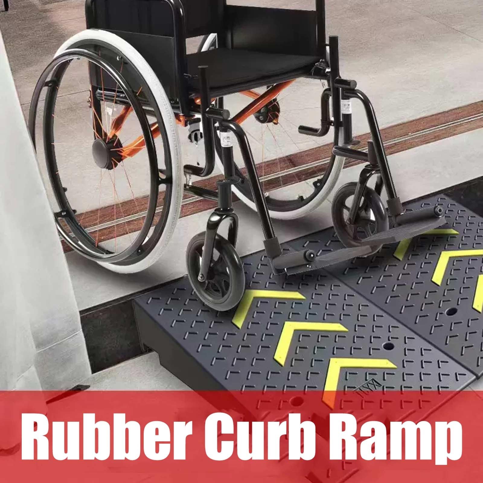 Rampa de acera portátil de Goma Rampa de acera Rampa de umbral de Alta Resistencia Rampa de escalón de Puerta Antideslizante para Scooter Garaje Camión Motocicleta Acera 1 Paquete
