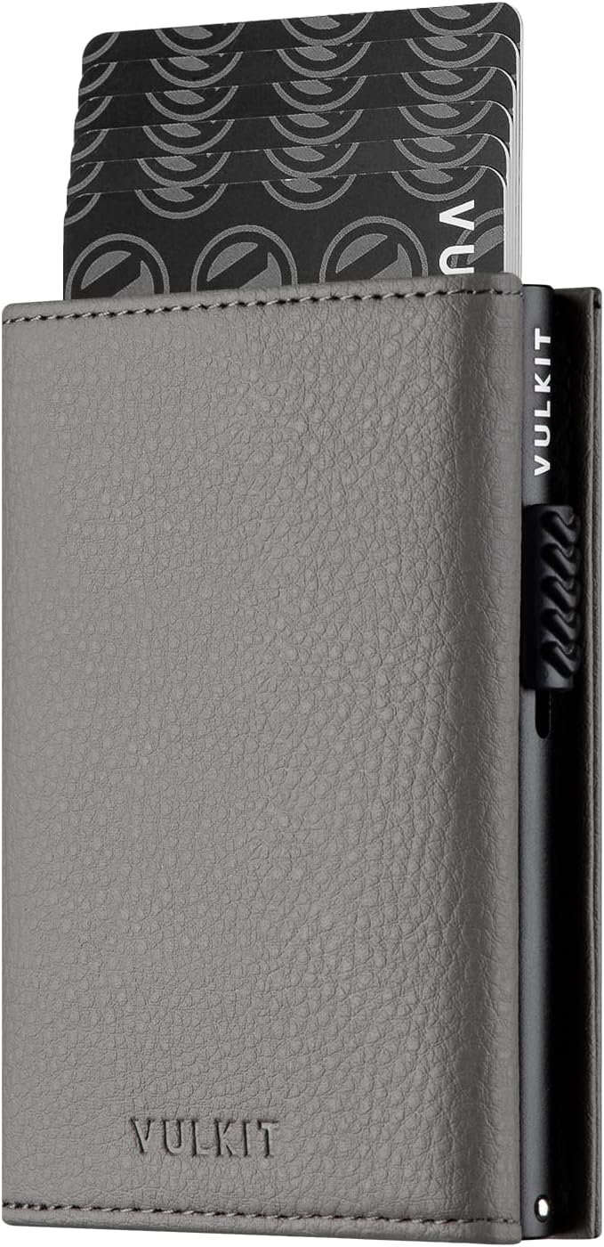 Leather Men Travel Accessory- Tri-Fold Wallet(Grain Grey)