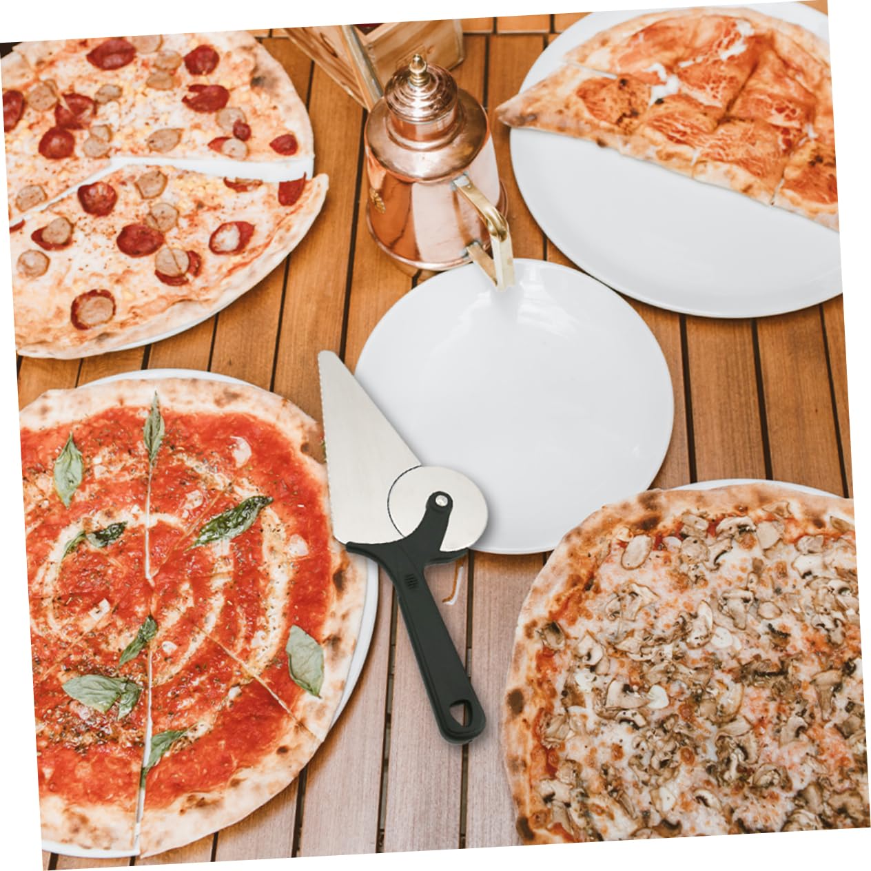 Cortador de Pizza 2 Piezas con Rueda de Acero Inoxidable