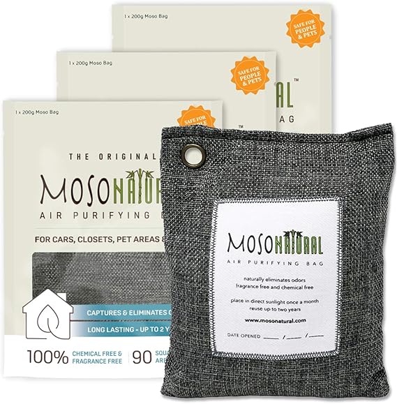 Moso Natural Air Purifying Bag 200g (3 Pack). A Scent Free Odour