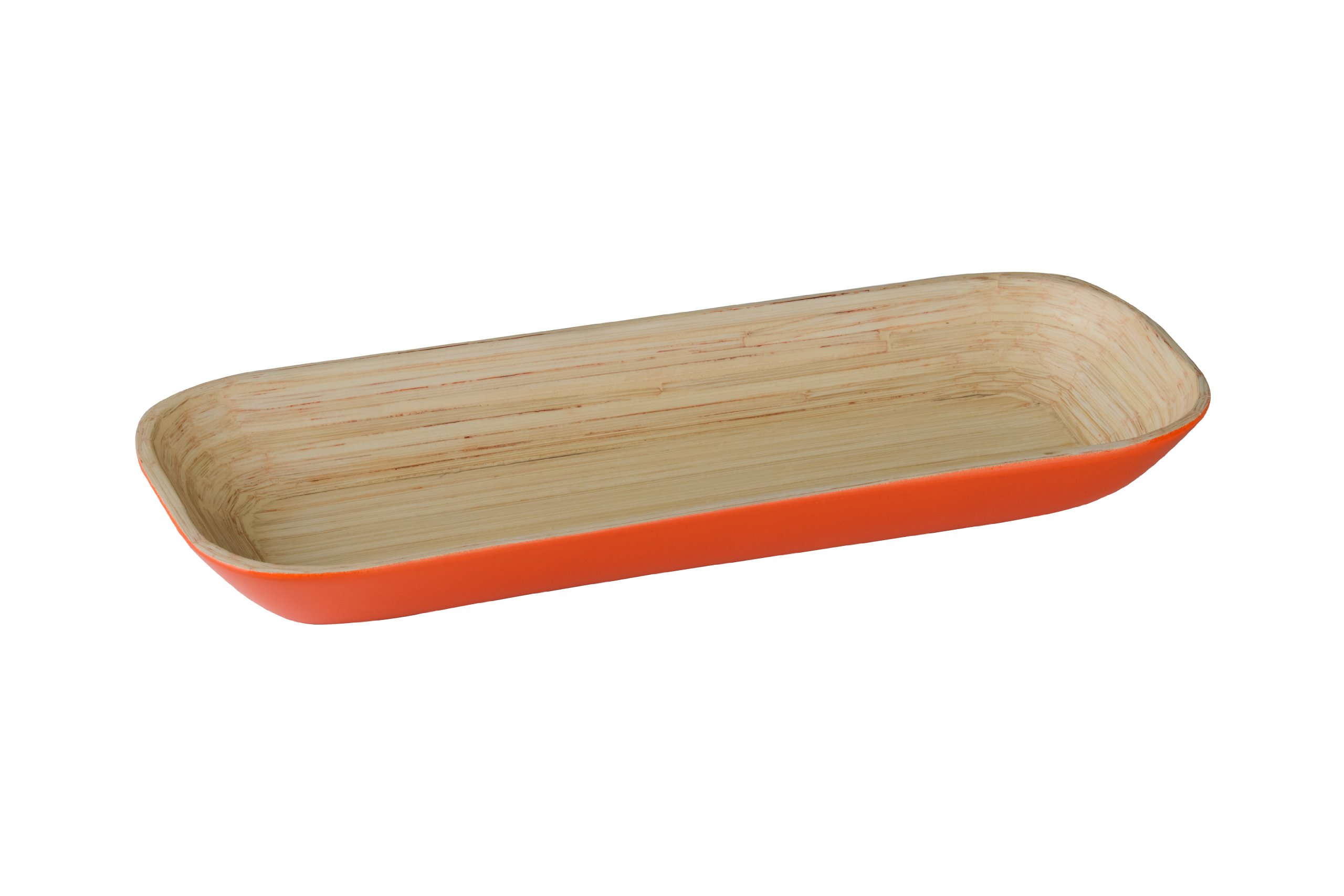 Premier Housewares Kyoto Spun Bamboo Tray, - Eco-Friendly, Durable, Lightweight, Stain-Resistant, Hot & Cold Food, Hand Washable | Pf-1104425 Orange