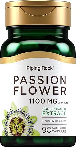 Piping Rock Extracto de flor de pasión 1100 mg 90 cápsulas Suplementos herbales Sin OMG, sin gluten