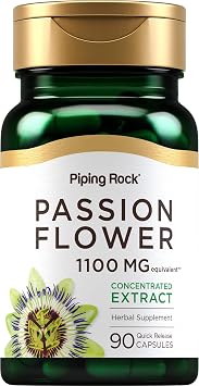 Passion Flower 1100 mg | 90 Quick Release Capsules | Non-GMO, Gluten Free | By Piping Rock