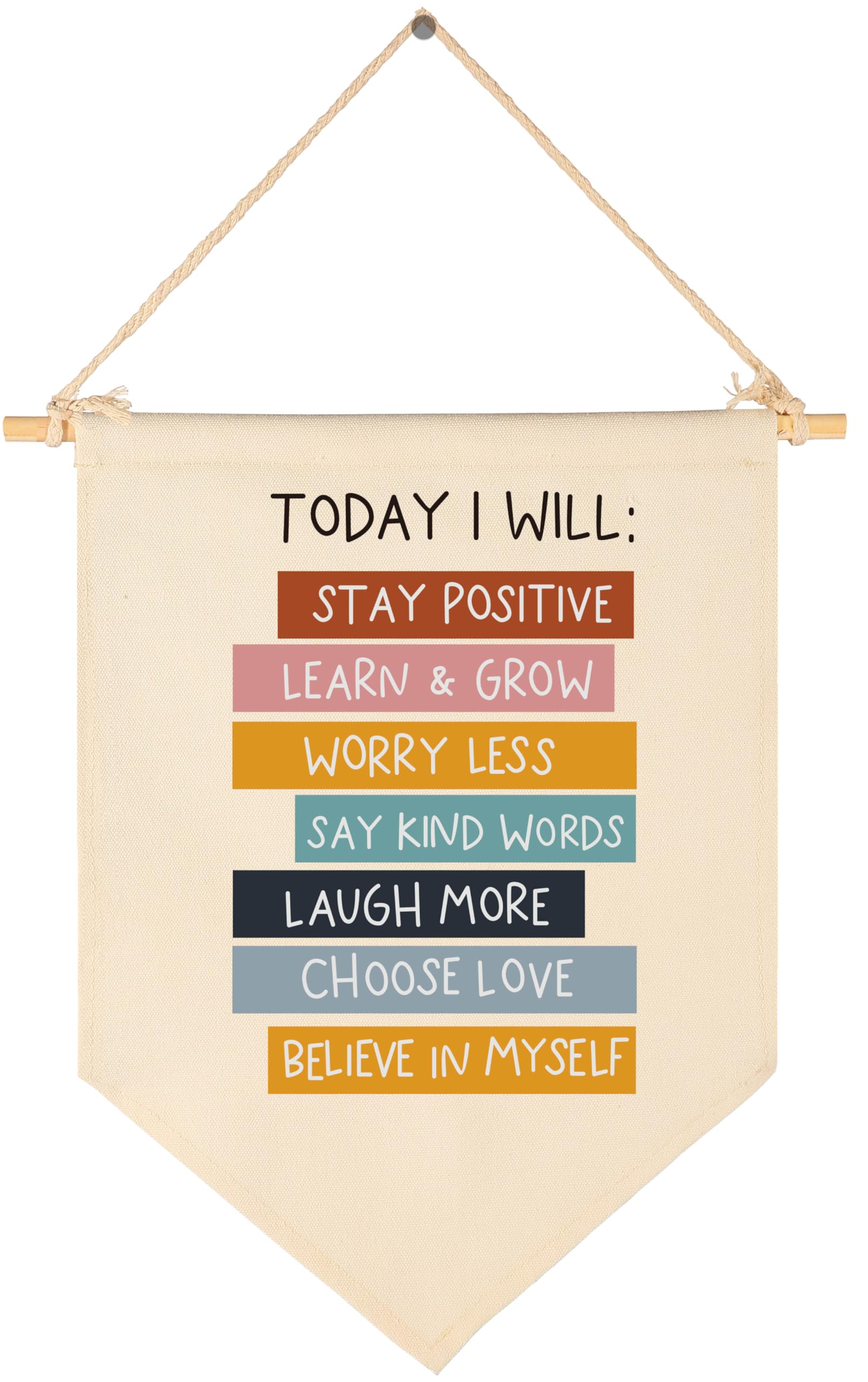 Today I Will Stay Positive-Flag Wall Decor Gift for Baby Boys Girls Kids-Canvas Hanging Flag Banner Pennant Wall Decor Gift for Nursery Baby Room Playroom Homeschool Reading Room Bedroom