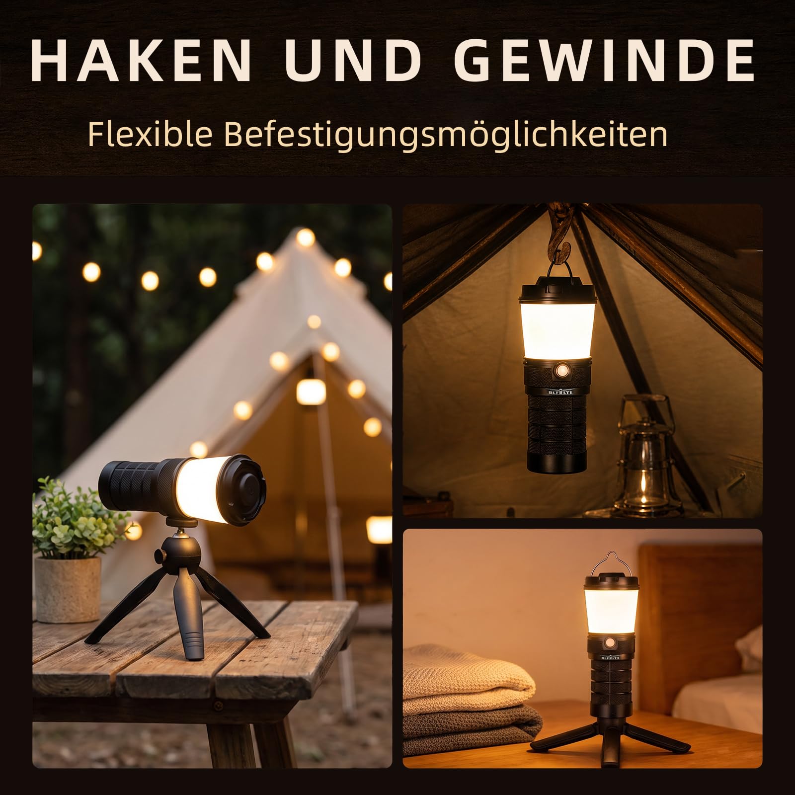 Sofirn LT1 Campinglampe Aufladbar, Outdoor Lampe mit 2700K-5000K einstellbarer Farbtemperatur, IPX7 wasserdicht, 90 CRI, extra lange Laufzeit, USB-C, für Camping und Outdoor
