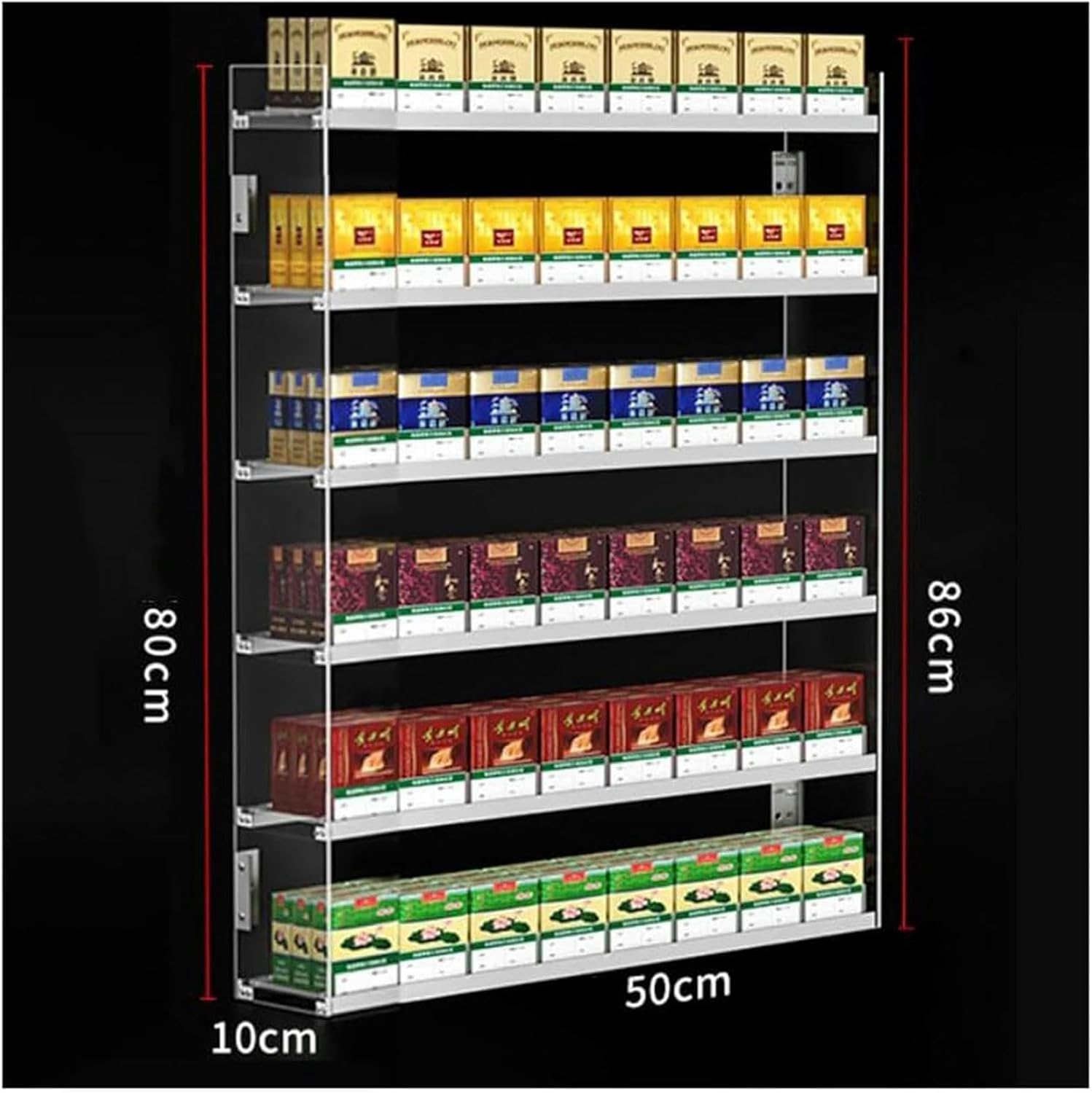 Acrylic Cigarette Display Rack Shelf - Wall Mounted Auto Pusher Holder for Supermarkets & Theaters - Transparent Retail Case for Efficient Cigarette Organization