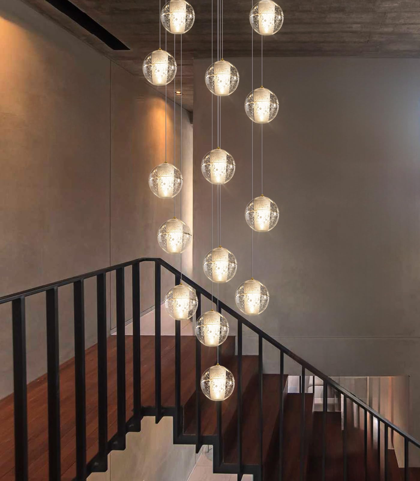 HAIXIANG 14-Lights Modern Chandelier Bubble Crystal 118