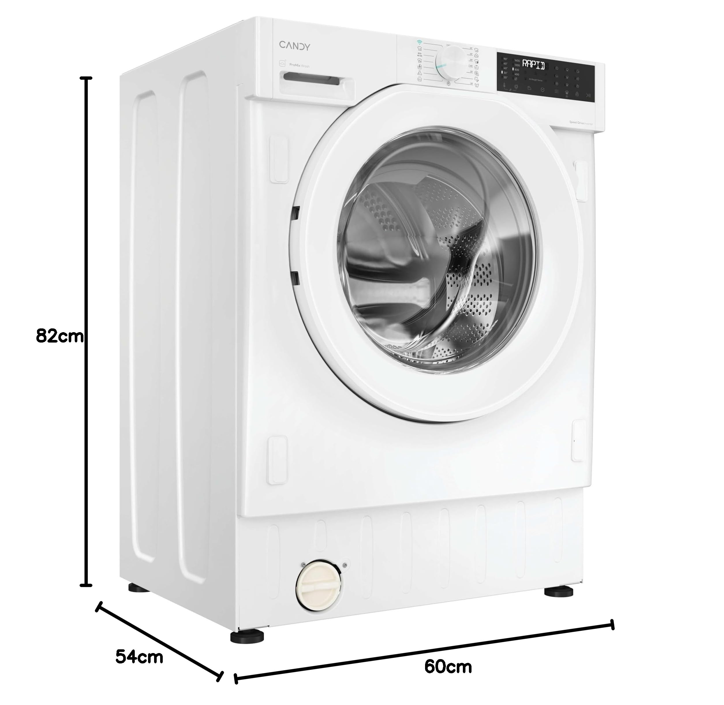 Candy Pro-Wash 400 BC4S68M6D8J-S, Lavatrice 8 KG, 1600 Giri/min, Display Digitale, Connettività WIFI, 16 cicli, Motore Inverter, Inizio differito 24H, Blocco Bambini, Rilevatore KG, Bianco