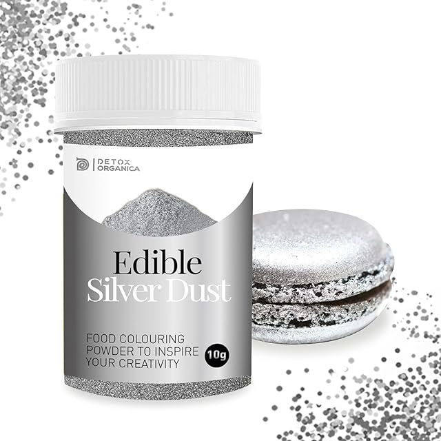 Silver Dust Edible Glitter 10g - Edible Cake Decorations - Edible Glitter for Drinks, Cake Icing, Muffins, Baking Decorations - Silver Sparkle