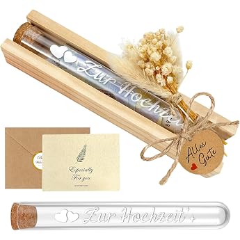 Wedding Gifts for Bride and Groom Elegant Money Gift Wedding Money Gifts Packaging Gift Box with Dried Flowers & Wedding Card & Test Tube Creative Wedding Gift Money