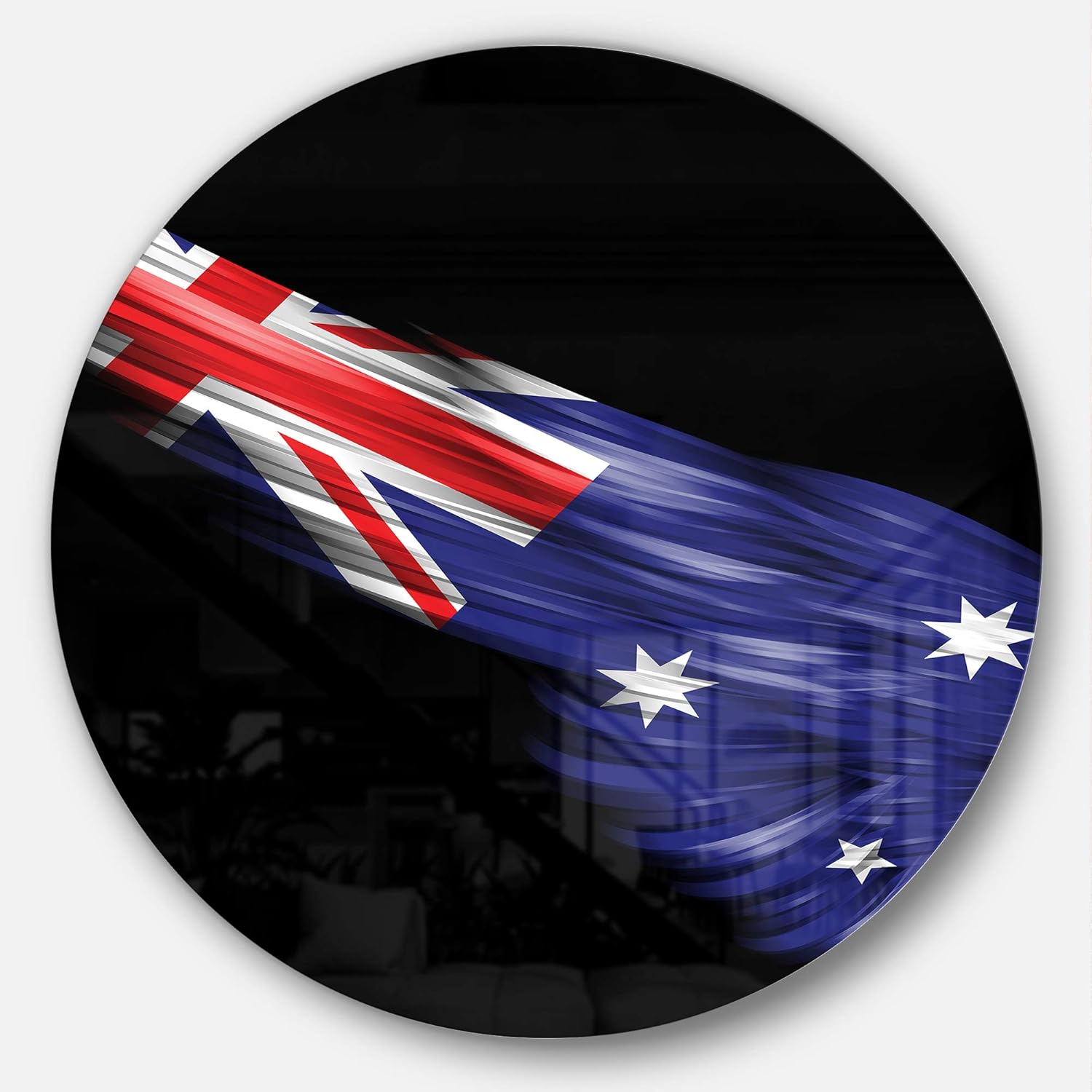 Designart Wing with Australian Flag Digital Round Wall Art-Disc of 23 inch, 23'' H x 23'' W x 1'' D 1P, Blue/Red