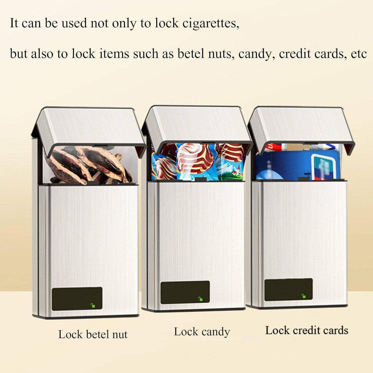 WOZLO-Pitillera inteligente, ayuda para dejar de fumar, temporizador y cerradura de aleación de aluminio, 20 cigarrillos delgados,Silver