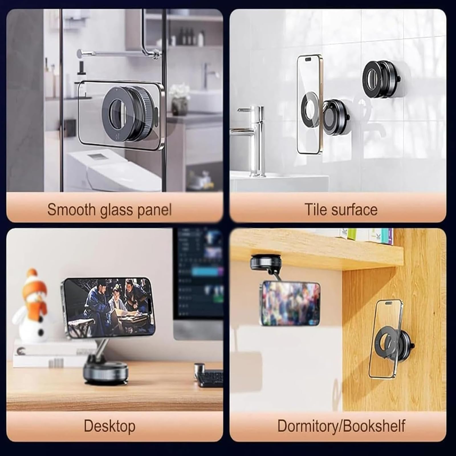 Próżniowy magnetyczny uchwyt na telefon, regulowany 360°, magnetyczny stojak na telefon komórkowy, składany, przenośny, uchwyt na telefon komórkowy, do samochodu, siłowni, lustra, prysznica