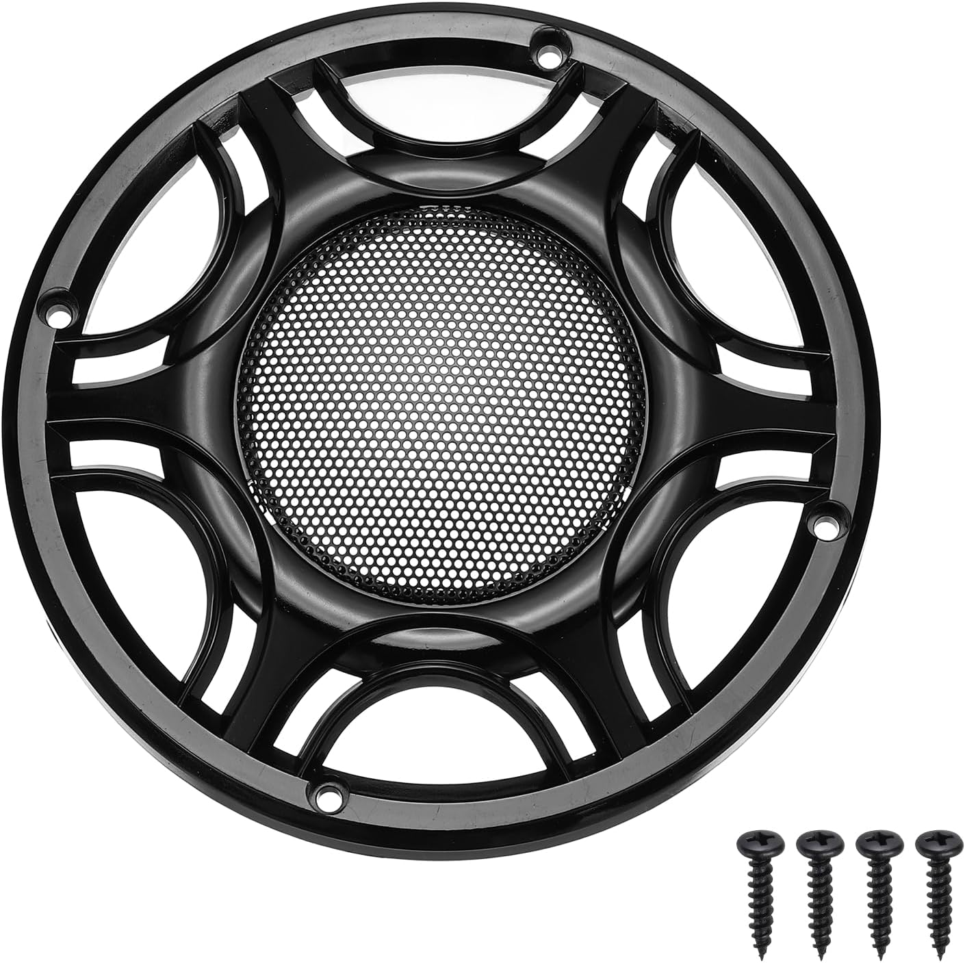 MECCANIXITY Car Speaker Grills Cover, 8 Inch Round Metal Mesh Audio Speaker Cover Subwoofer Guard Protector Case ABS Frame with Screws for Car Audio Accessories, Silver, Pack of 4