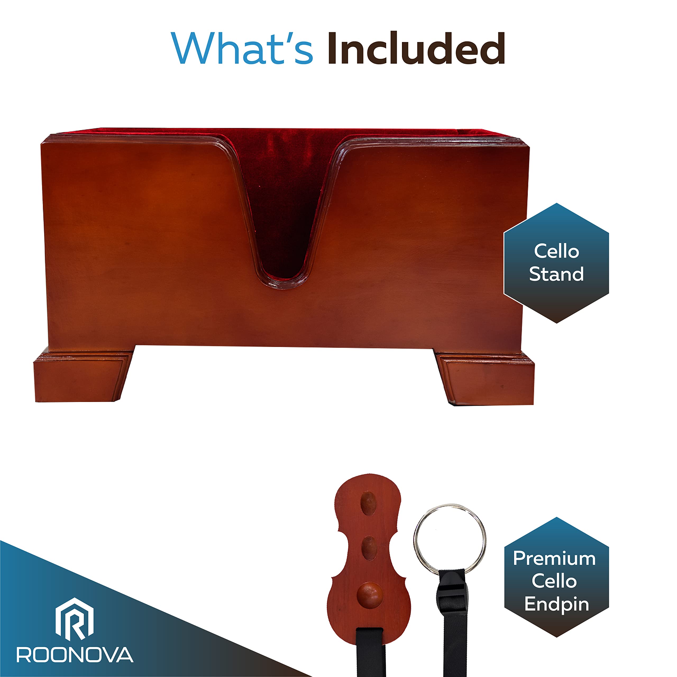 Cello Box Stand - Wooden Cello Upright Display Holder Case - Instrument Accessories - Complete with Cello Endpin