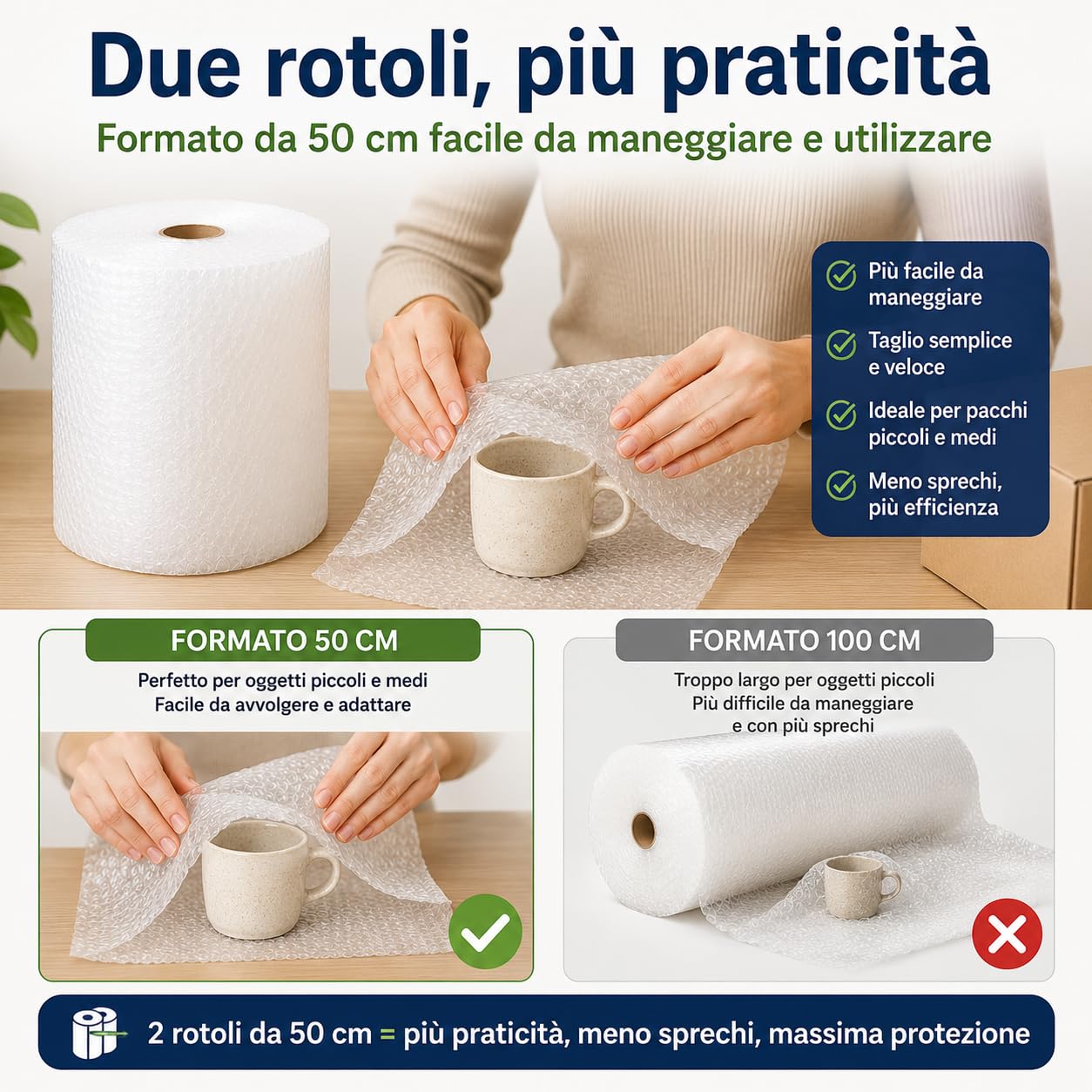 Luftpolsterfolie 50cm x 90m Noppenfolie 2 Rollen Packungfolie Verpackungsfolie Luftpolster Verpackungen Folien Zum Verpacken Umzugfolie Luftpolsterfolie Plastikfolie Umzugsfolie Verpackungsmaterial