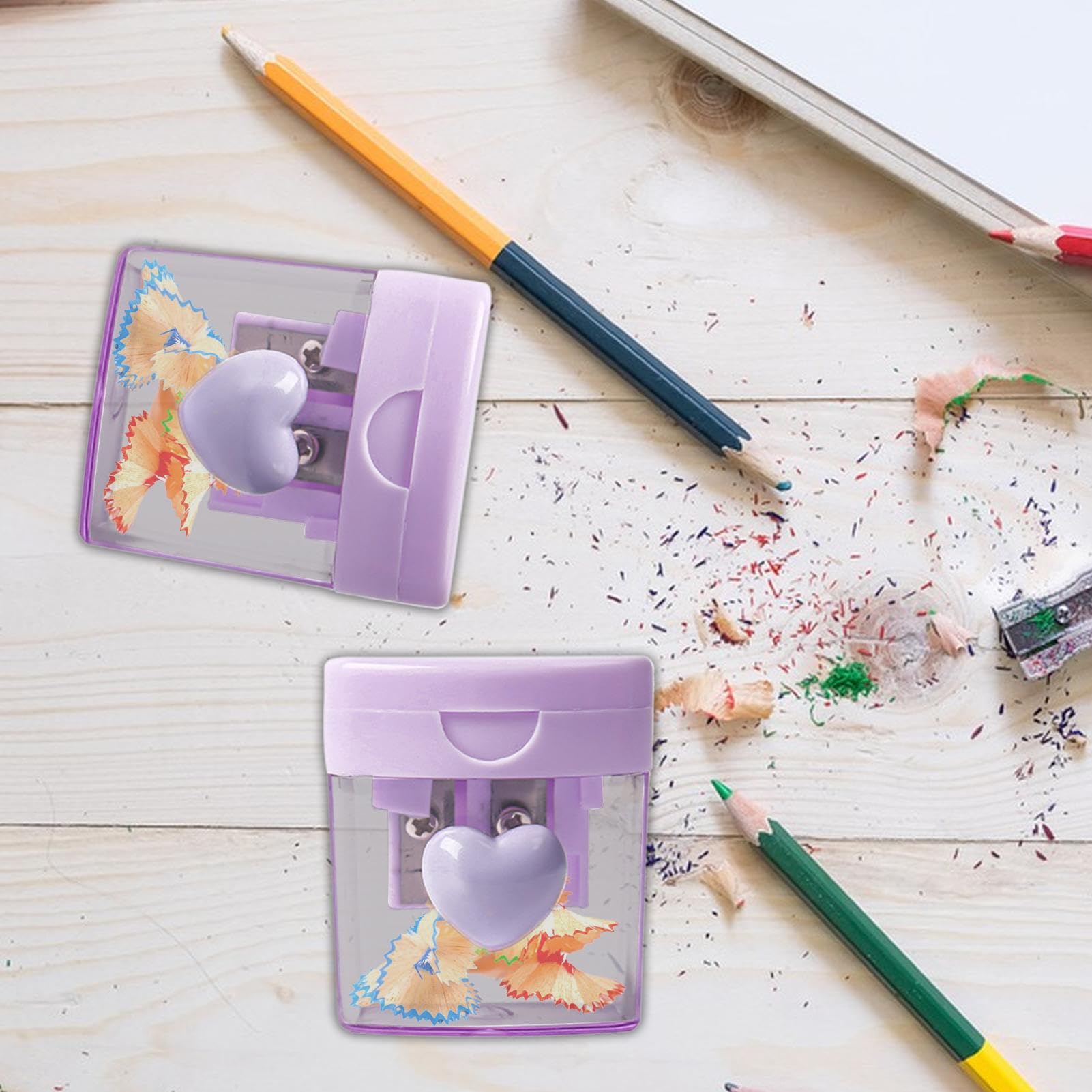 Temperamatite Manuale Doppio Foro Portatile con Coperchio Colorato | Temperamatite per matite colorate Per Scuola, Bambini, Classe, Artisti, Uffici, Casa, Disegno, Asilo, Trucco, Viaggio,