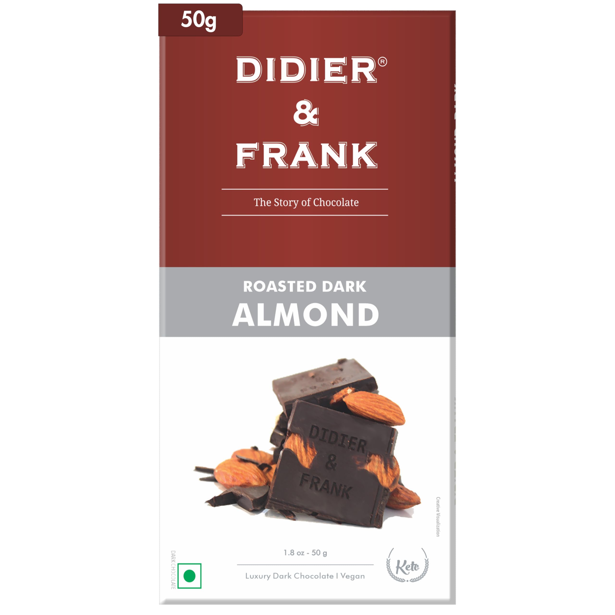 Didier & Frank Roasted Almond Dark Chocolate, 50 grams