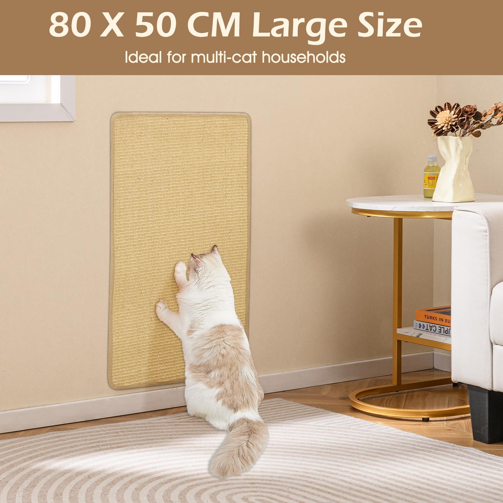 GYMAX Lot de 2 Tapis griffoirs pour Chat en sisal Naturel 80 x 50 cm
