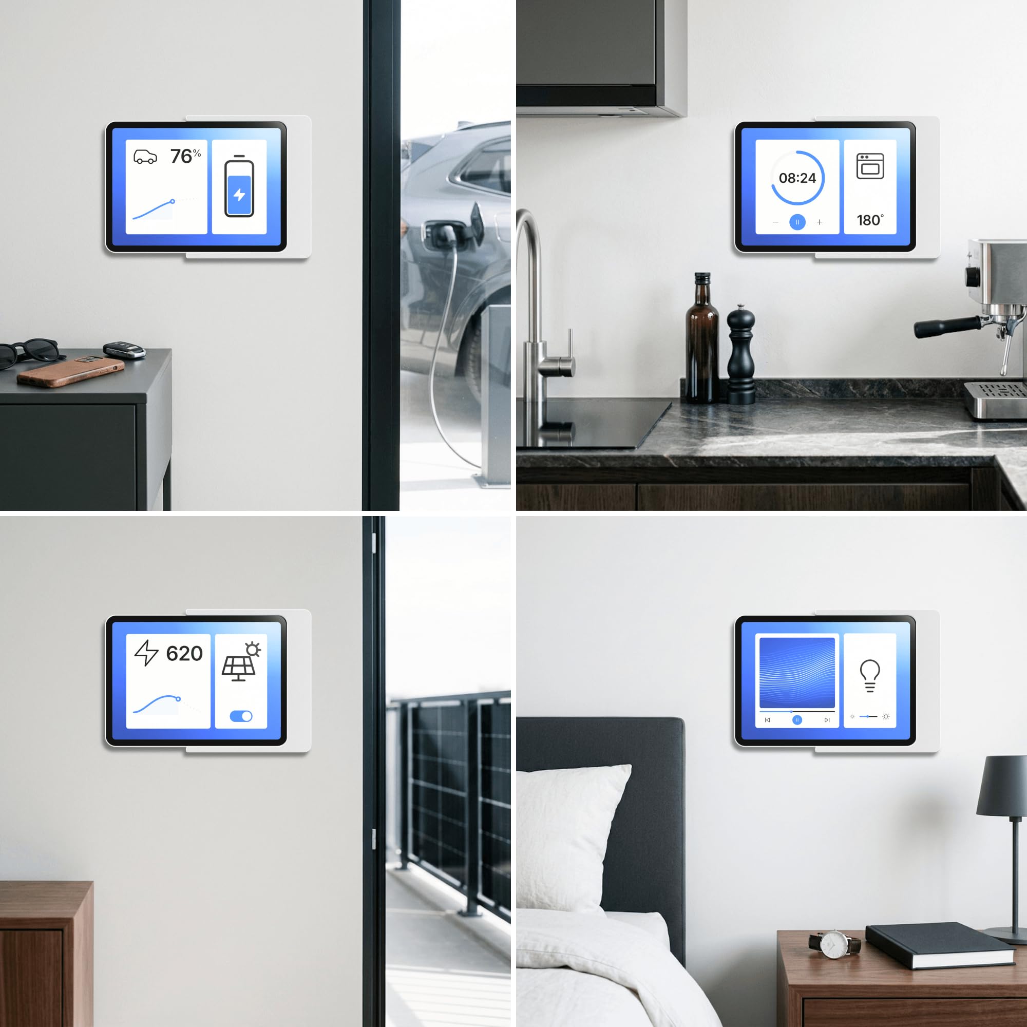 Support Mural Tablette pour Lenovo Tab M11 (11 Pouces, TB330) - Fixation Ultra-Plate et sur Mesure pour Écran Domotique et Tableau de Bord - Passe-Câble Intégré - Blanc