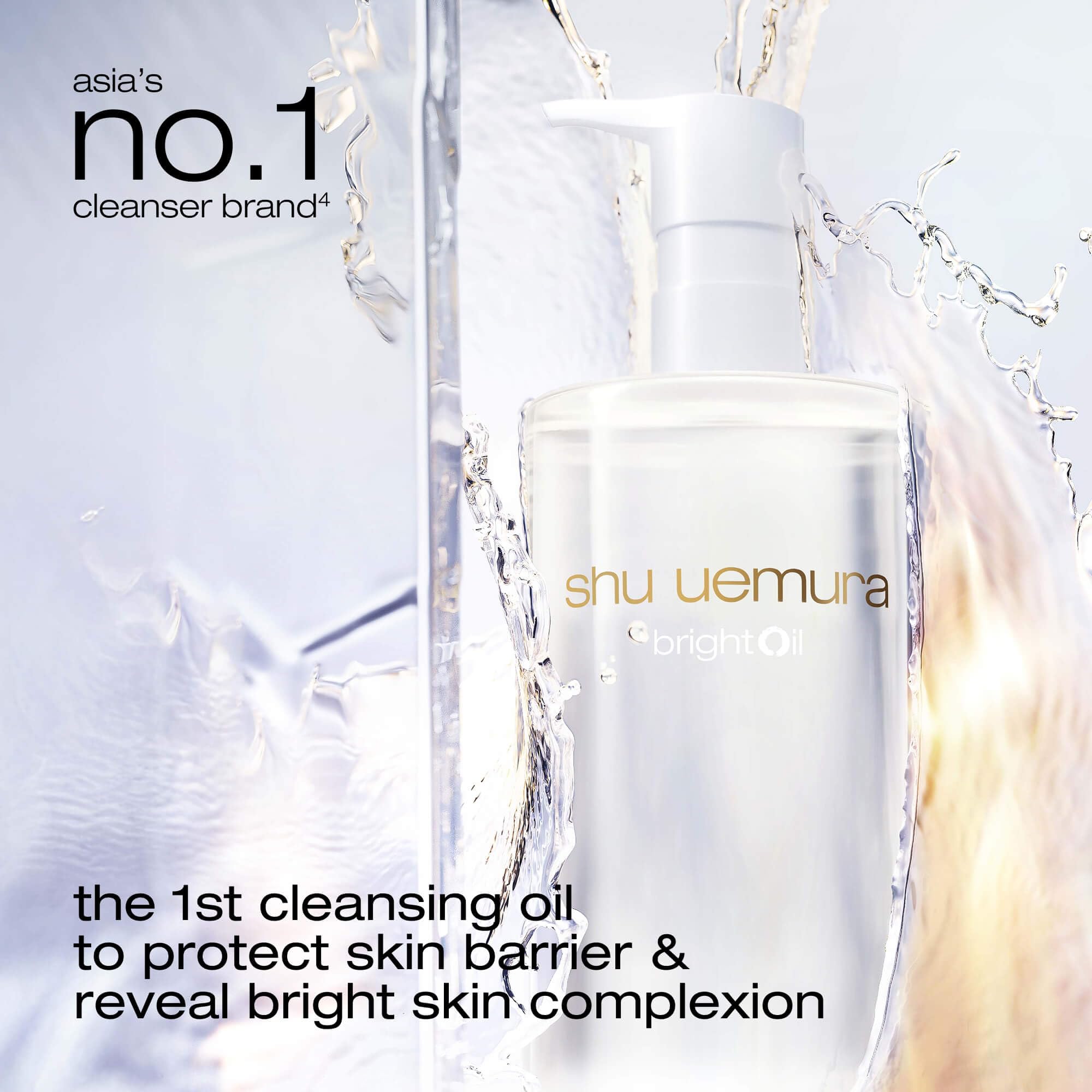 shu uemura Brightoil Skin Barrier Protecting Radiance Boosting Cleansing Oil, Gentle Makeup Remover and Facial Cleanser for All Skin Types