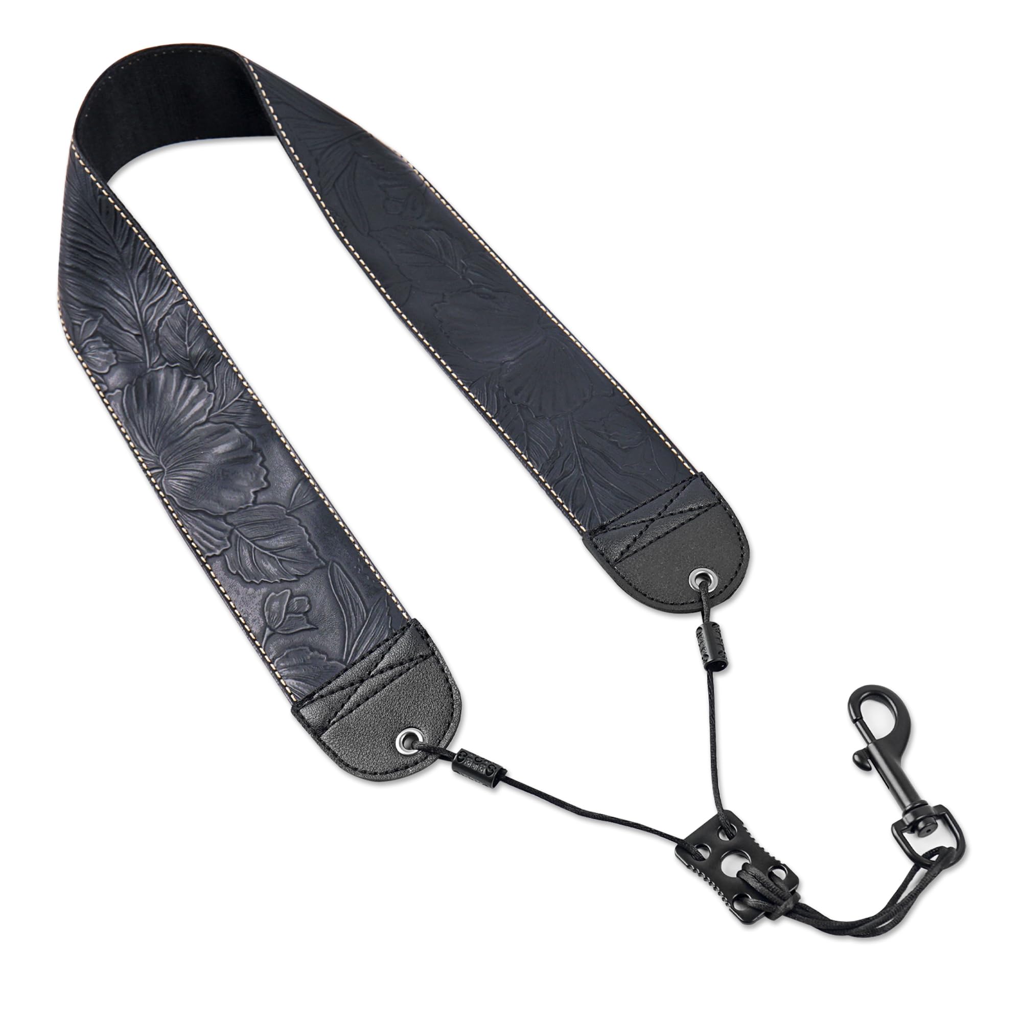 Czzmy Saxophone Neck Strap,Alto Tenor Bari Soprano Sax Neck Harness,Musical Instruments Accessories Parts(1-Carved Black)
