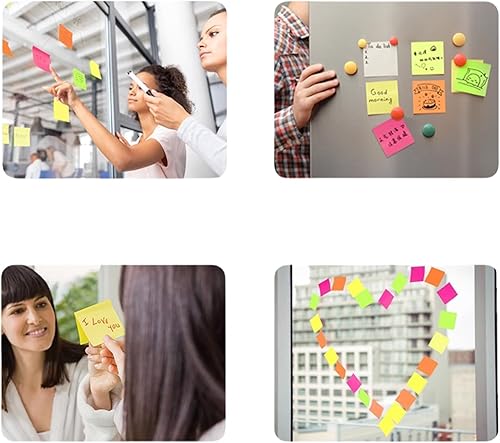 Miniatura 6 de Notas adhesivas de 3 x 3 pulgadas, almohadillas autoadhesivas de colores brillantes, fáciles de publicar para el hogar, oficina, cuaderno, 100