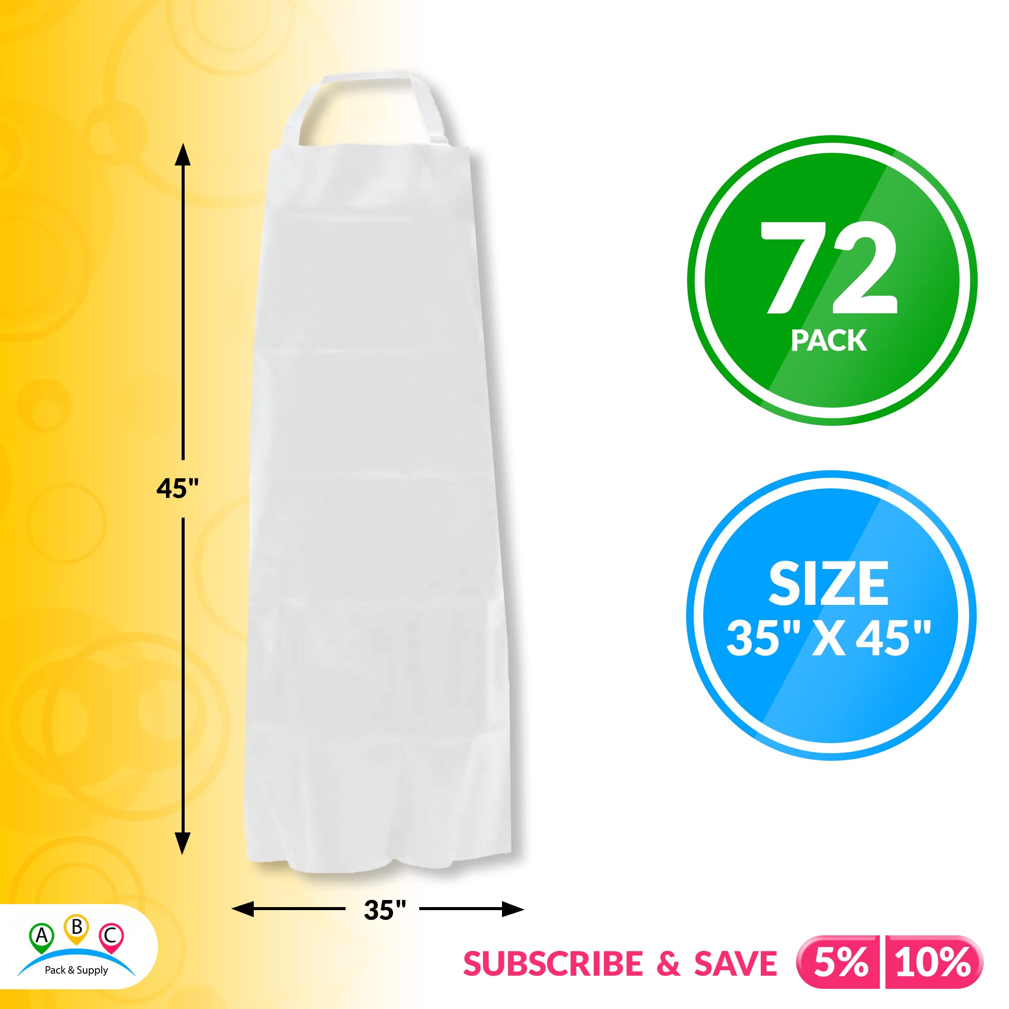 72 Pack White Hemmed Vinyl Aprons 35