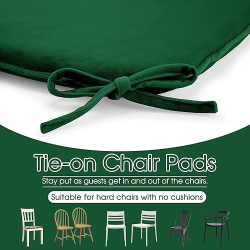 Miniatura 5 de Basic Beyond Juego de 6 cojines para sillas de cocina, de espuma viscoelástica en forma de U con lazos, 17 x 16 pulgadas, cojines de terciopelo de