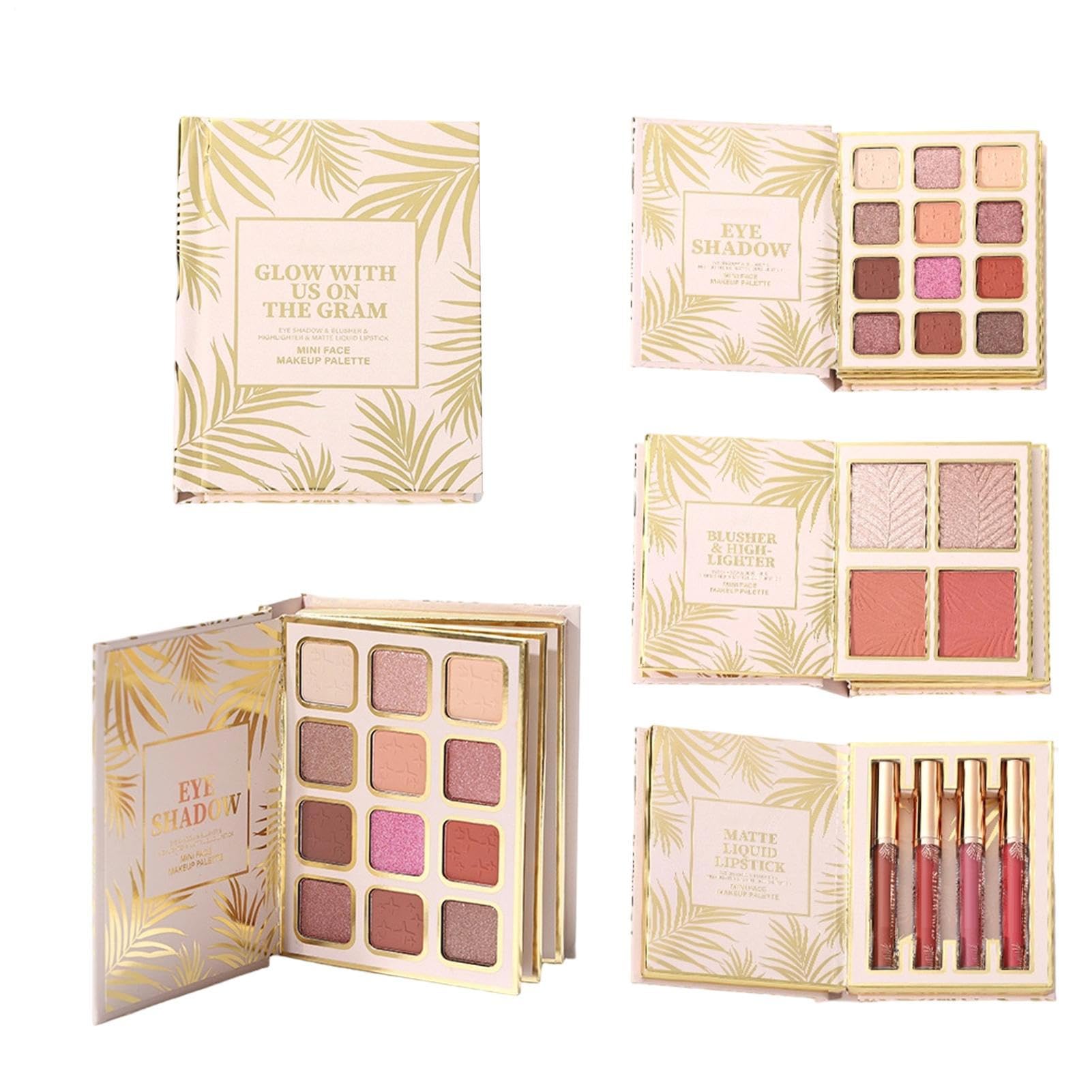 Palette De Maquillage Livre - 12 Couleurs À Paupières,À Paupières Nacrée Style Livre Avec 4 Fard À Joues Et 4 Brillant À Lèvres | Pour Femmes, Filles, Beauté, Fête,