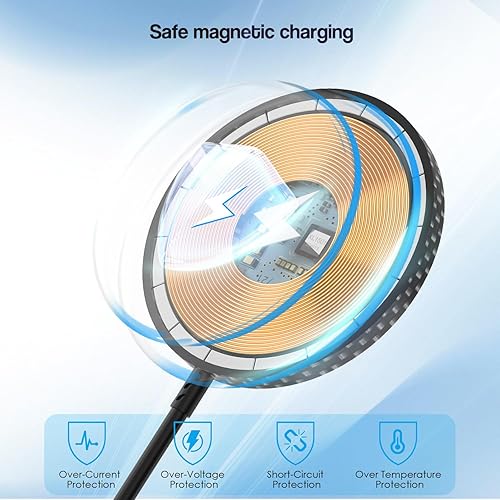 Miniatura 2 de Cargador magnético para iPhone de 10 pies, cargador inalámbrico Apple Magsafe negro, paquete de 2 almohadillas de carga inalámbrica magnética larga