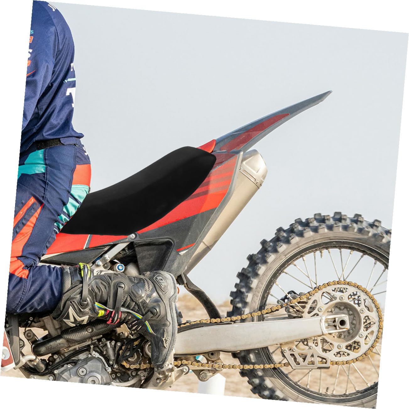 Cabilock 2pcs Housse de Siège Moto Rembourrée en Polyester et Éponge, Selle Large de Moto Cross Confortable et Solide pour Quad Tout-Usage Plage et Hors-Piste