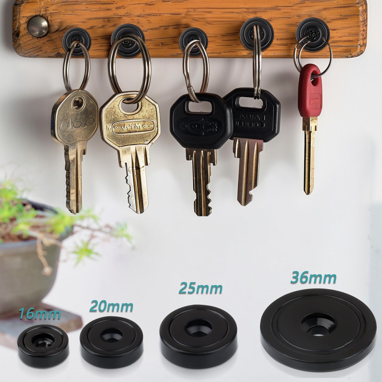 Magneti forti al neodimio 20x7 mm 10 kg nero con foro e capsula