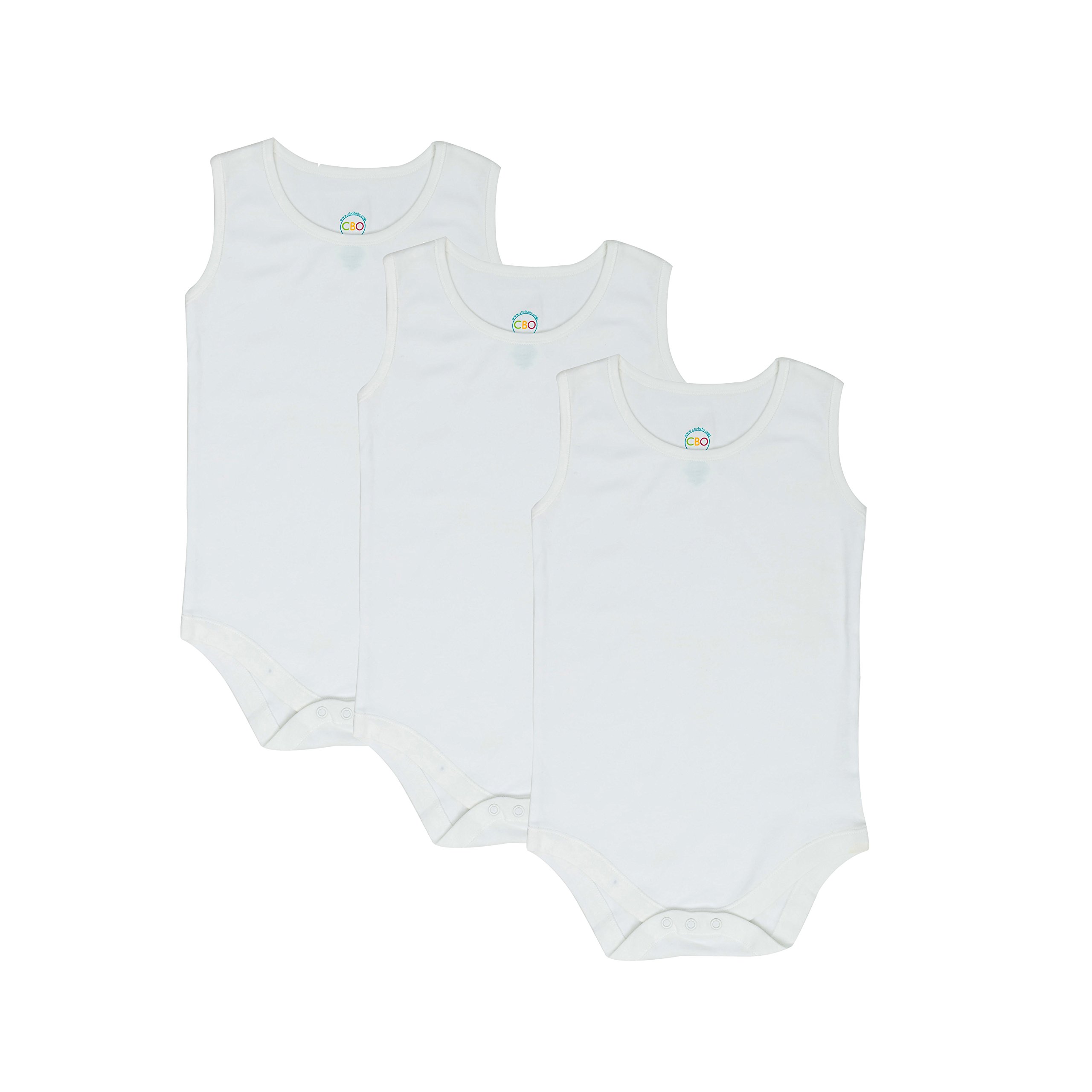 CBObaby4T 5T 6T Toddler Sleeveless Bodysuit 3-Pack, White, 6T