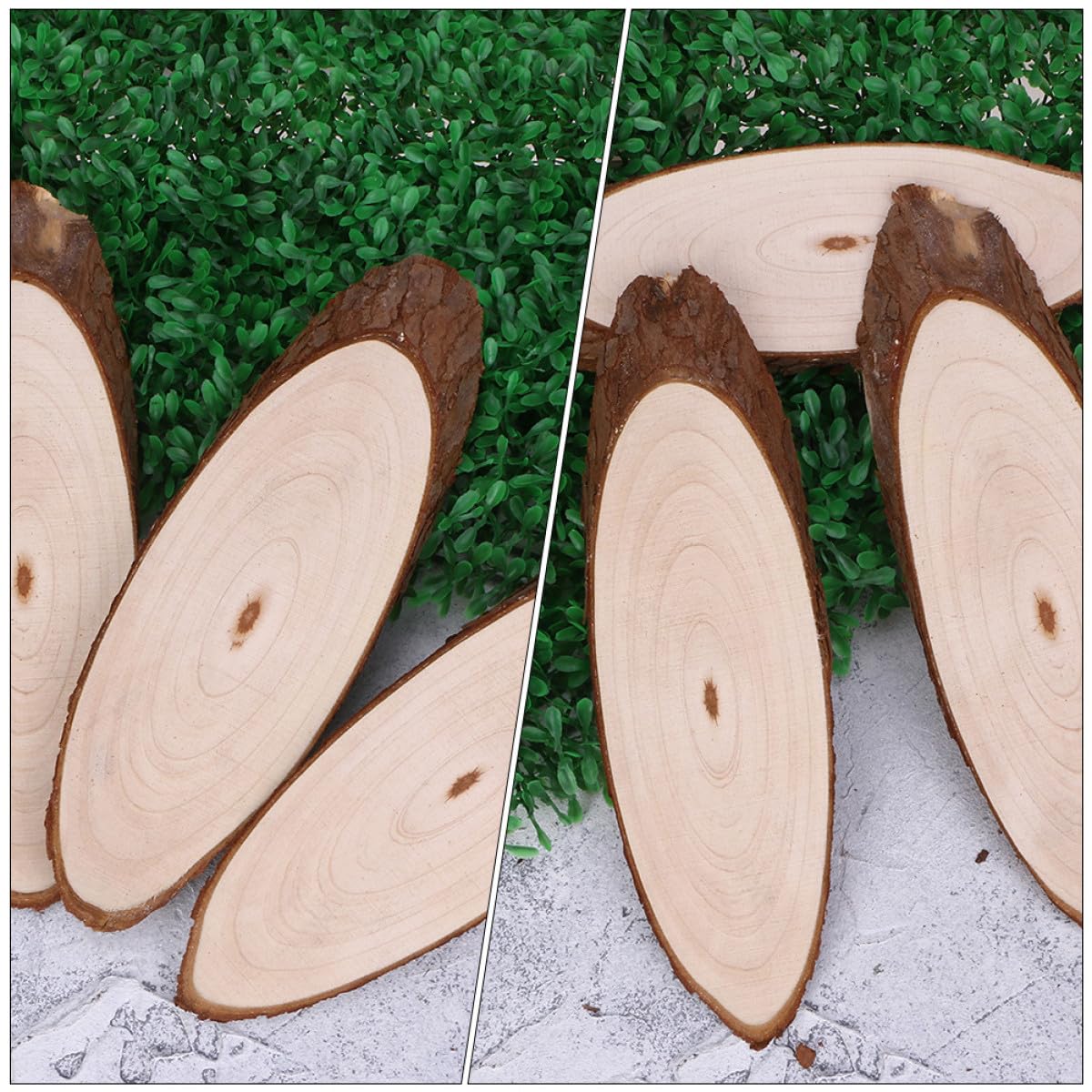 Zerodeko 5 Pezzi Fette di Legno Ovale Naturale per Decorazioni Fai da Te, Materiale Legno Beige Non Finito per Lavoretti Artigianali su Pareti e Finestre