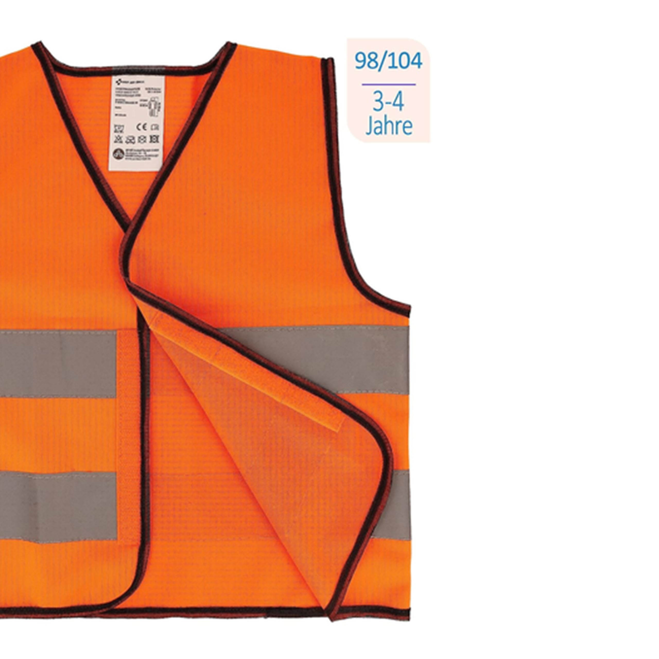 First Aid Only Kamizelka ostrzegawcza, kamizelka ochronna dla dziewczynek i chłopców, 400 x 380 mm, 3-4 lata, 98/104, z atestem TÜV, pomarańczowa pomarańcza, P-91913 pomarańczowa 00