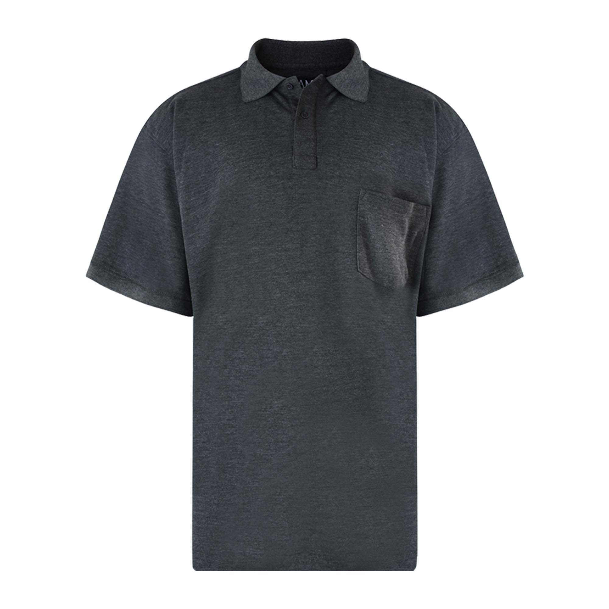 Kam Big and Tall 'Eton' Plain Polo T Shirt with Chest Pocket Cotton Rich Top Large Size Fit JEANBASE Charcoal 4XL