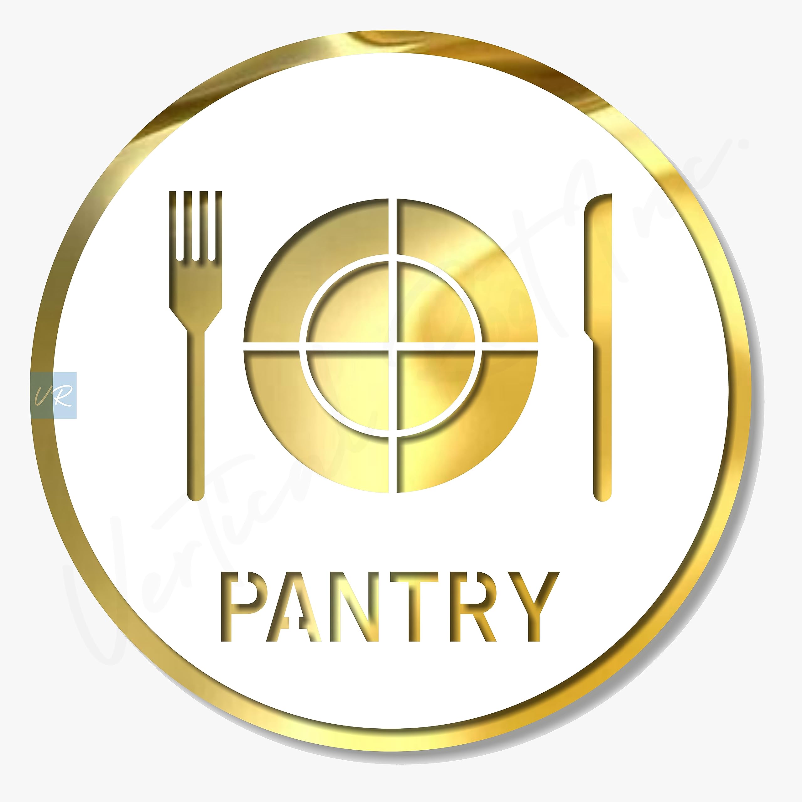 PANTRY Sign/Sticker Premium White Mirror Gold Acrylic Signage. Self Adhesive Tape (3M).Clear,Durable & Stylish Acrylic Door Sign for Office,Hotel,Resort,Hospital Kitchen Area