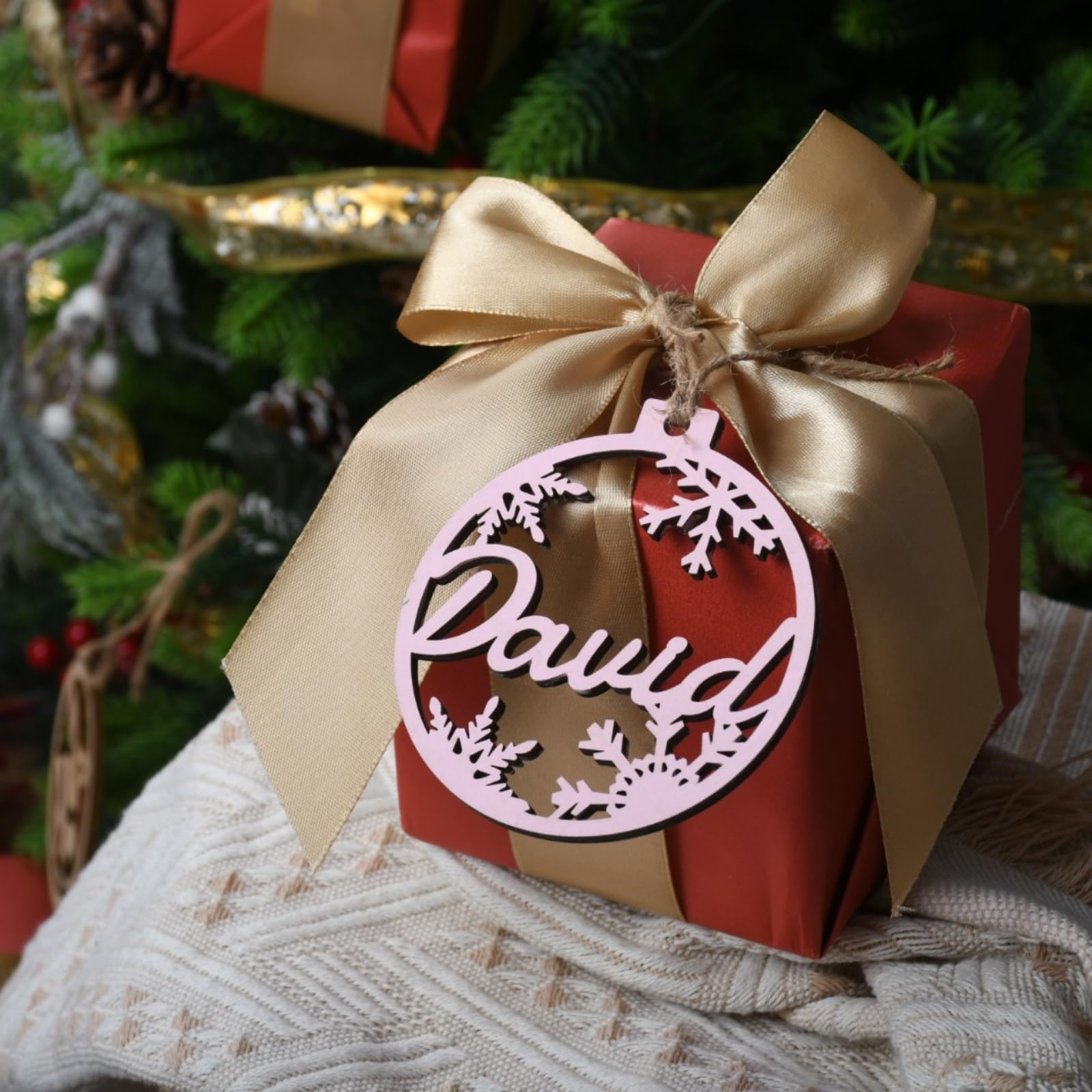 Personalisierte Holz-Namensdekoration, individuelle Weihnachtsdekoration, personalisierte Ornamente für Weihnachtsbaum, Holzanhänger, Dekoration, hängende Weihnachtsstrumpf-Anhänger, Geschenkanhänger