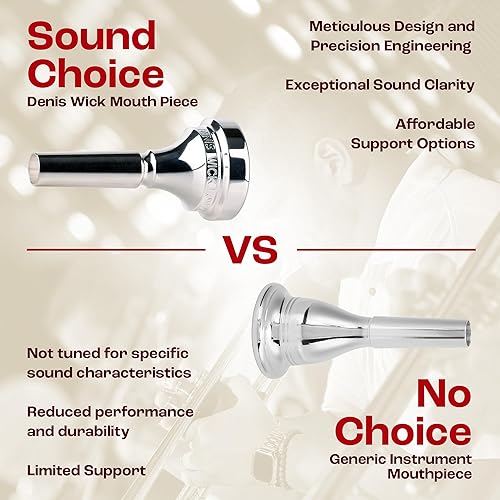 Miniatura 36 de Denis Wick Boquilla clásica de trombón bañada en plata, 5880-3AL - Diámetro trasero del barril para flujo de aire equilibrado y tono - Accesorio