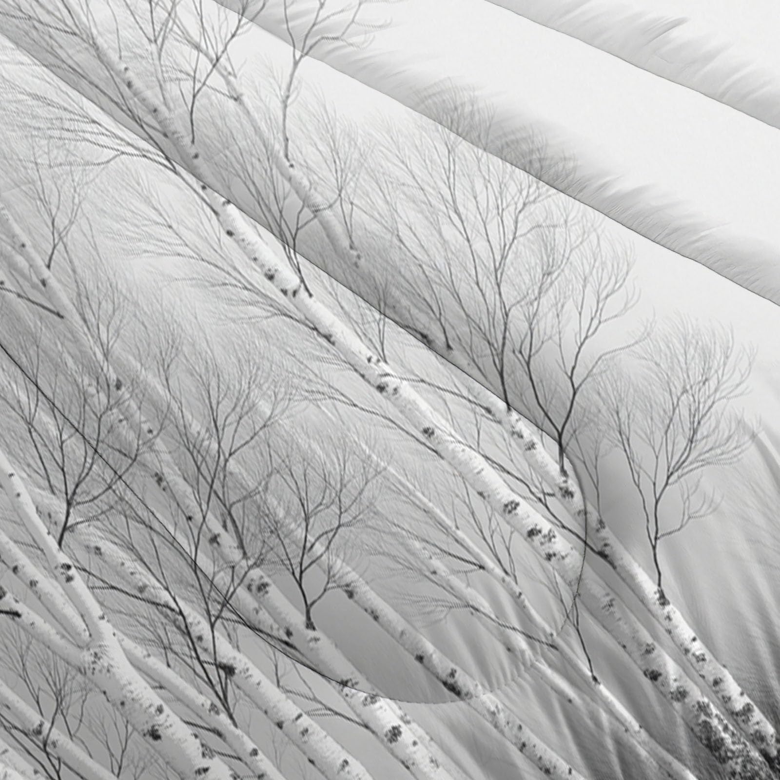 Edredón Cama 180 Abedules Juego de Edredón Reversible Bosque De Invierno Nórdico Acolchado Ligero y Cálido con Fundas para Cualquier Temporada, Gris, 260x230cm