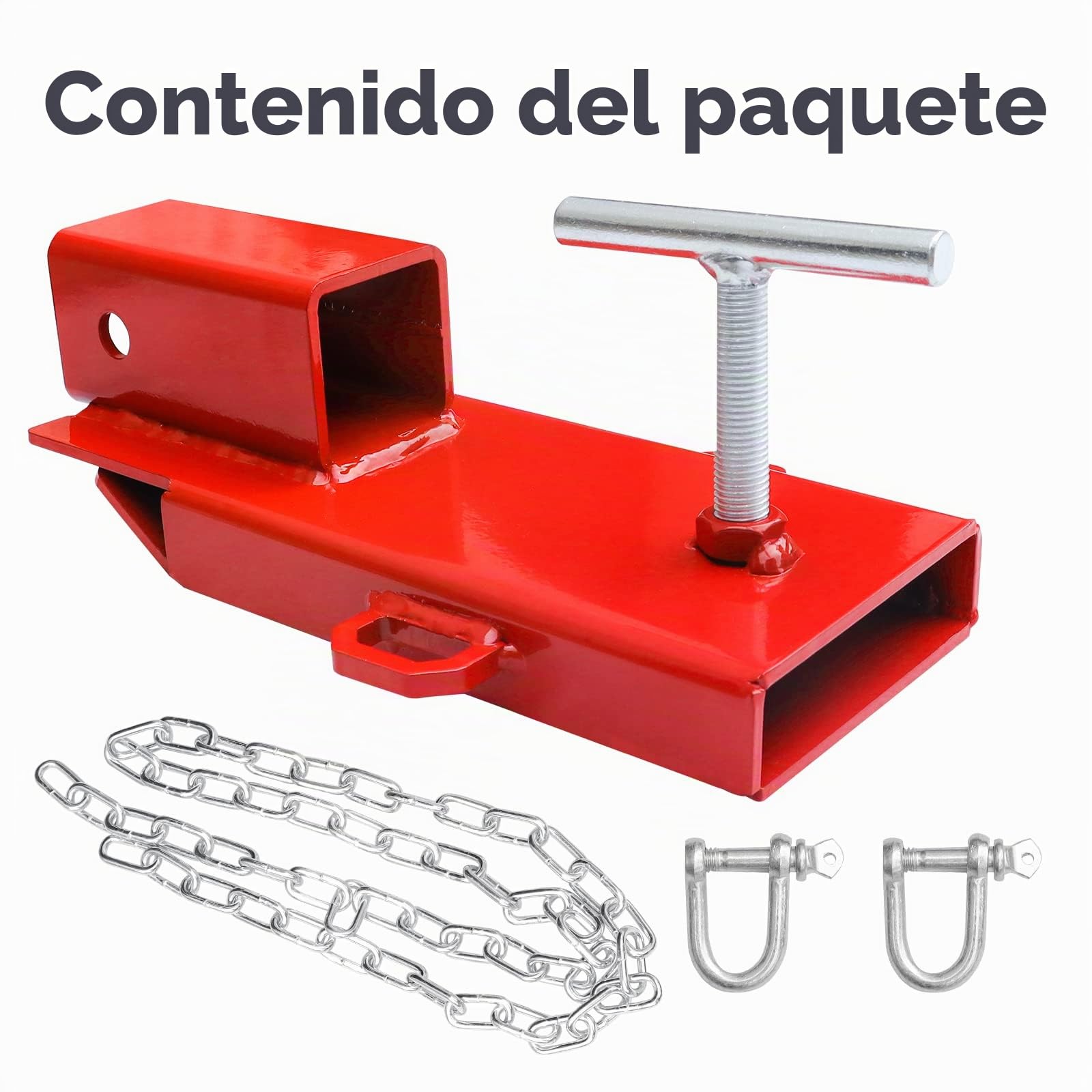 EBESTTECH Enganche de remolque para carretilla elevadora con receptor de 5 cm, adaptador de remolque con cadena, rojo