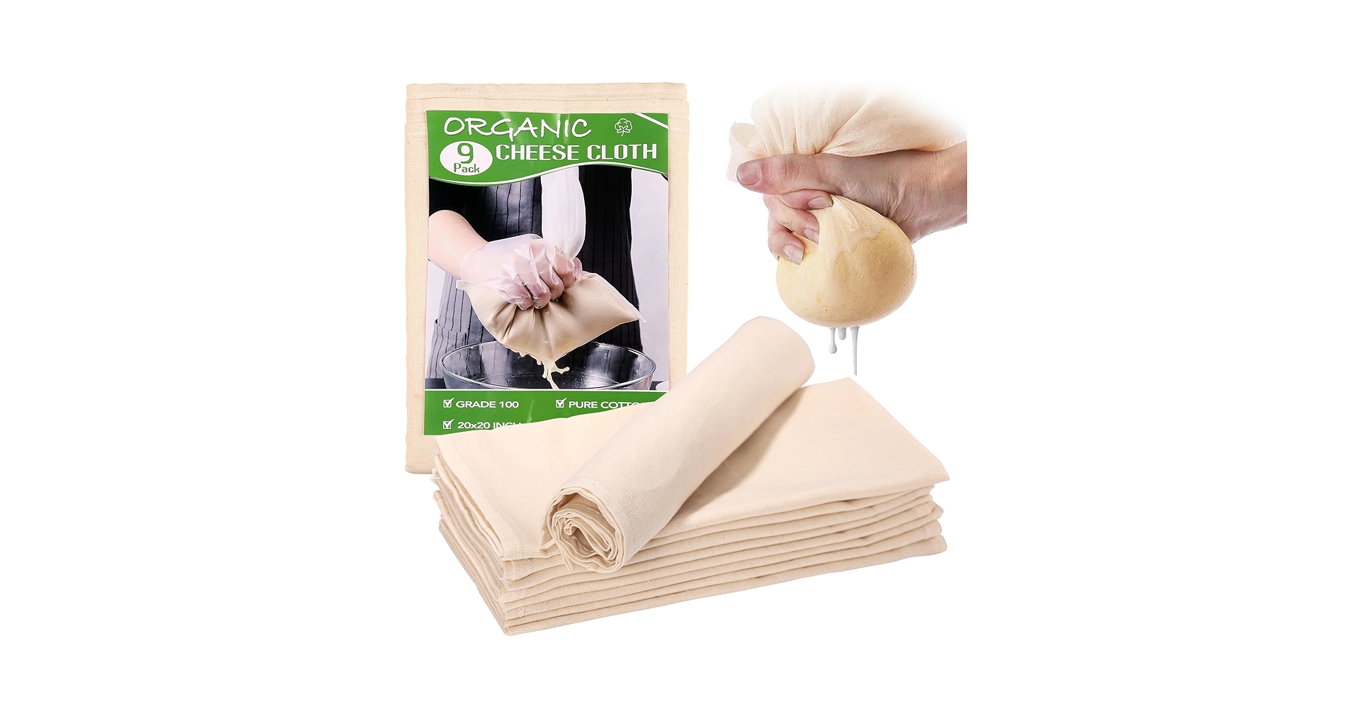 Hemoton 10pcs Reusable Cotton Tofu Cheesecloth Cotton Muslin Fabric For Straining Cooking And Homemade Desserts Hemmed Cheese Cloth For Kitchen Use