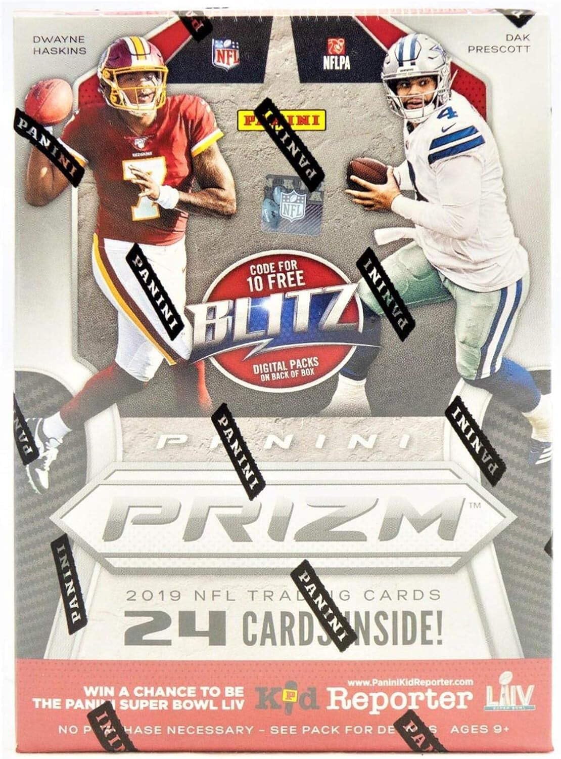 2019 Panini PRIZM Football Unopened Blaster Box of Packs with One Memorabilia Card and 3 Exclusive Lazer Parallels in Each Box Try for Kyler Murray