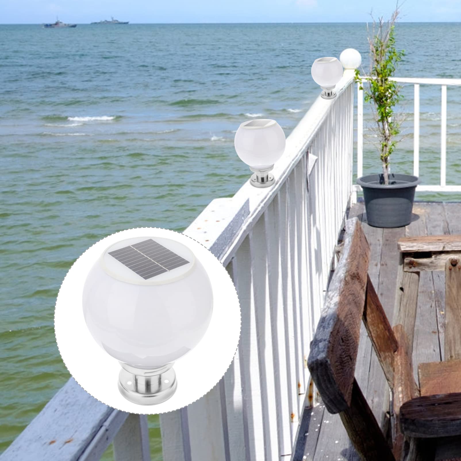 UKCOCO Lámpara Solar Exterior Para Poste De Valla 9.84 Pulgadas Luz Led Para Jardín Césped Balcón Patio Resistente a La Intemperie Acero Inoxidable Acrílico