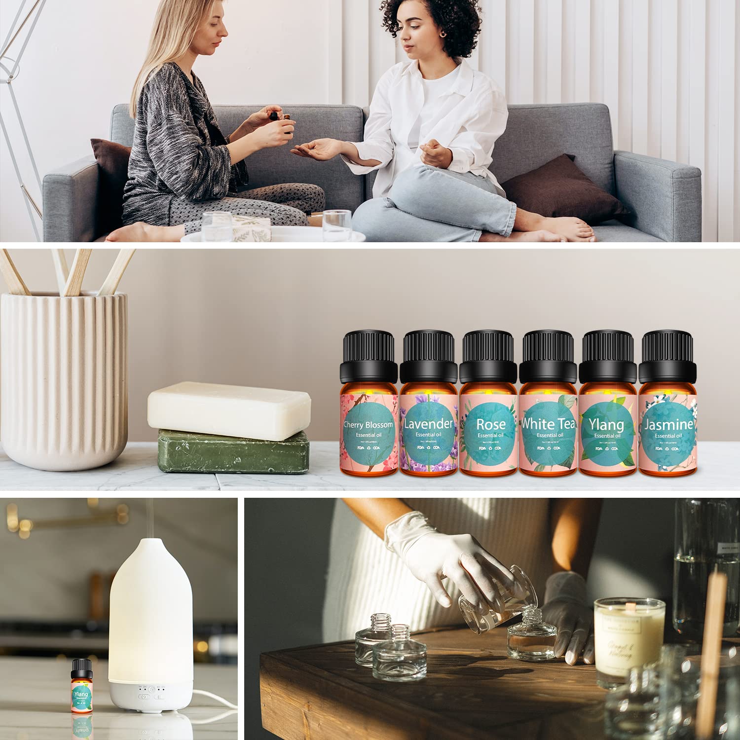 Amazon.co.jp: Poven アロマオイル 6本セット エッセンシャルオイル