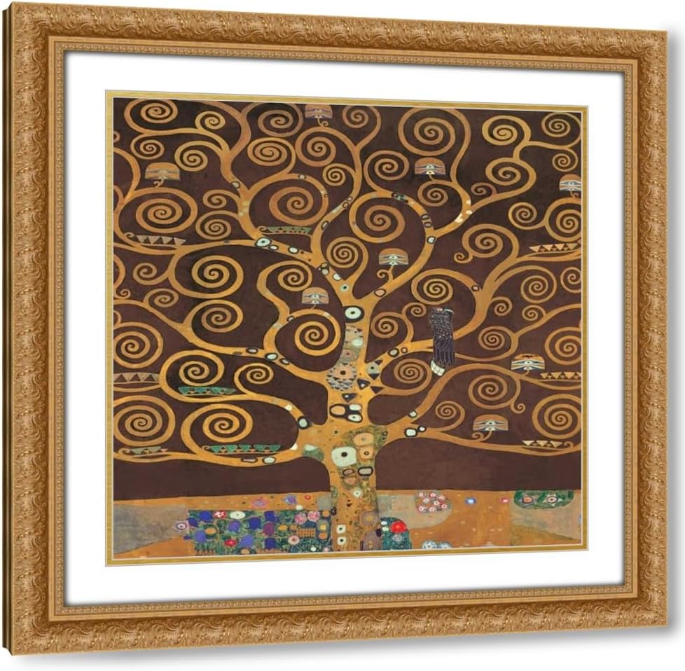 Klimt, Gustav 15x15 Gold Ornate Framed and Double Matted Museum Art Print Titled Tree of Life-Brown II