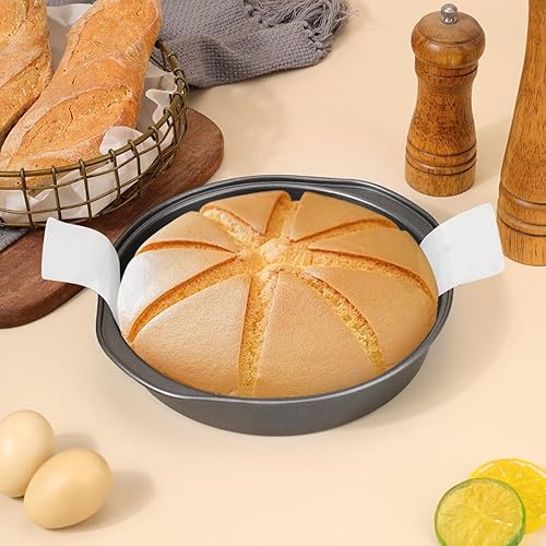 Miniatura 7 de Molde para pasteles de 8 pulgadas, 3 moldes redondos de acero al carbono con 100 piezas de papel pergamino, antiadherente y fácil de desmoldar, no